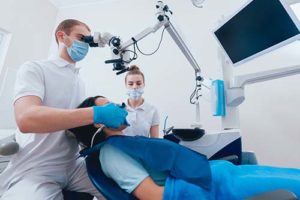 dentist performing speciality dental services